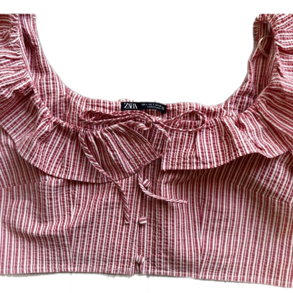 Zara Striped Ruffle Blouse - Picture 3 of 4